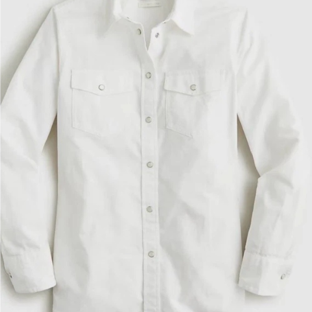 J. Crew White Button Down Chambray slim fit denim Shirt